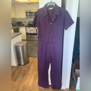 Big Bud Press Short Sleeve Nebula Jumpsuit, Size Large, Dark Purple